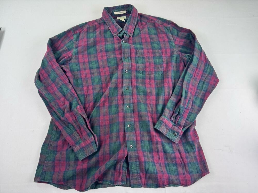 L.L.Bean Men’s XL Tall Traditional Fit Flannel Shirt Red Green Plaid 100% Cotton